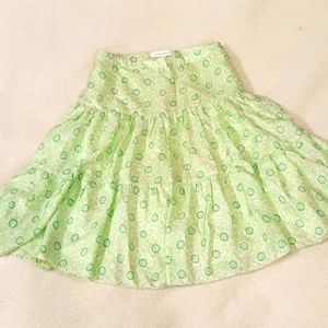 100% silk Banana Republic green patterned skirt